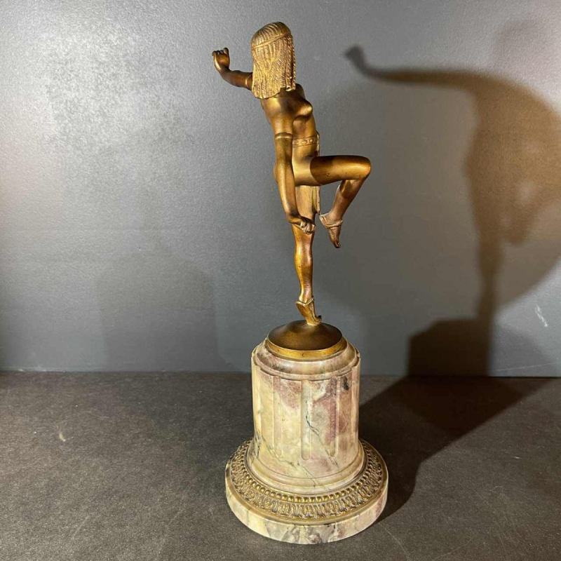 ALONZO, Egyptische danseres Cleopatra sculptuur Art Deco naakte vrouw brons 1920