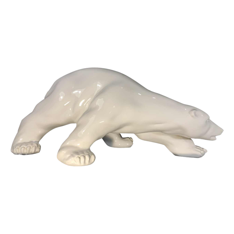 CERABEL Baudour, Grand Ours polaire Blanc Art Déco, porcelaine / céramique 1940
