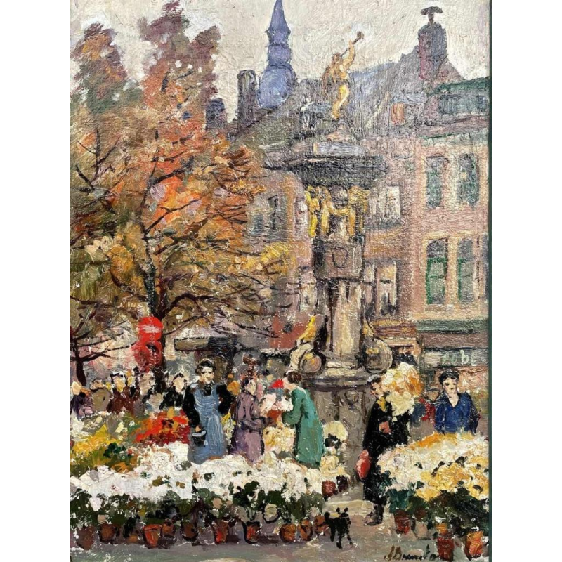 Albert DANDOY (1885-1877): « Namur Place de l'Ange la veille de la Toussaint »