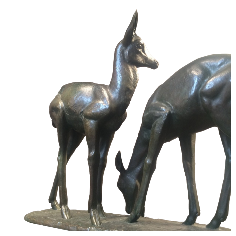 Irénée Rochard ( 1906-1984 ) "Deux Faons" Art Déco - Sculpture en bronze
