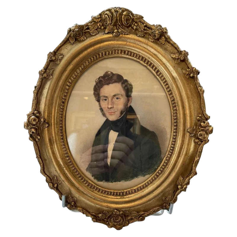 Portrait d'homme à l'aquarelle finement réalisée et bien encadré