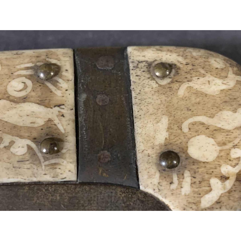 VALERO JUN ZARAGOZA, belangrijk opvouwbaar NAVAJA mes Crotal Staart bot ivoor, 19th