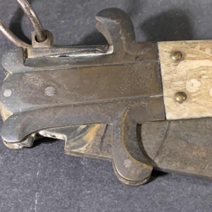 VALERO JUN ZARAGOZA, belangrijk opvouwbaar NAVAJA mes Crotal Staart bot ivoor, 19th