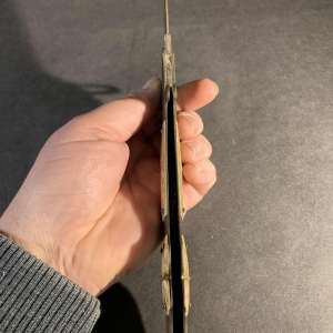 VALERO JUN ZARAGOZA, Important Antique Folding NAVAJA Knife ' Crotal's Tail ' bronze & bone, 19th