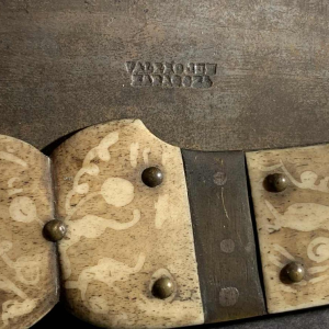 VALERO JUN ZARAGOZA, Important Ancien Couteau NAVAJA pliant Queue de Crotal, bronze et os, 19ème