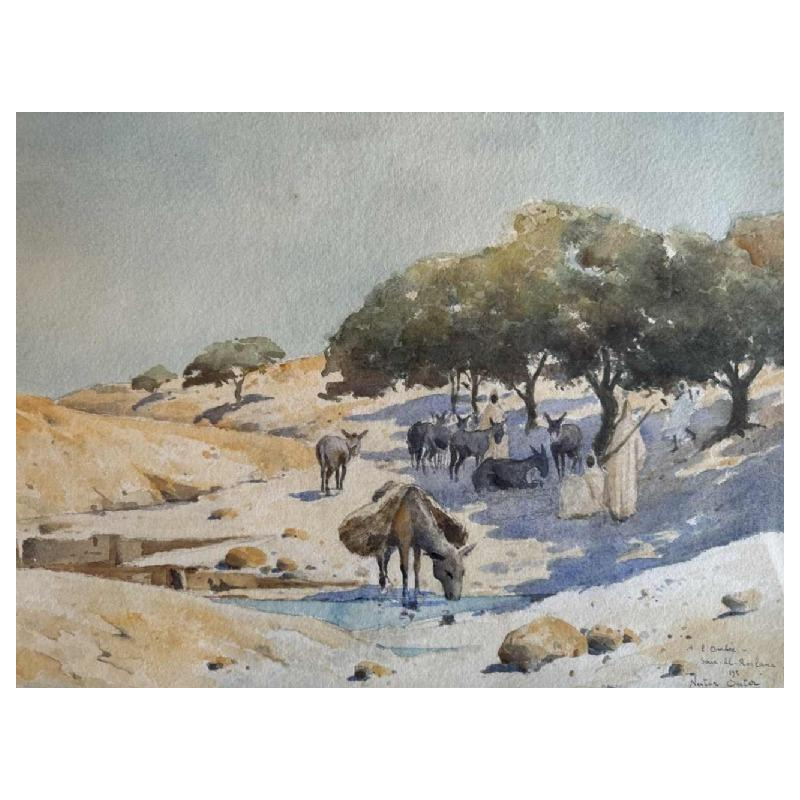 Nestor OUTER (1865-1930): « A l'ombre Sour-El-Roslane 1893  » orientalisme