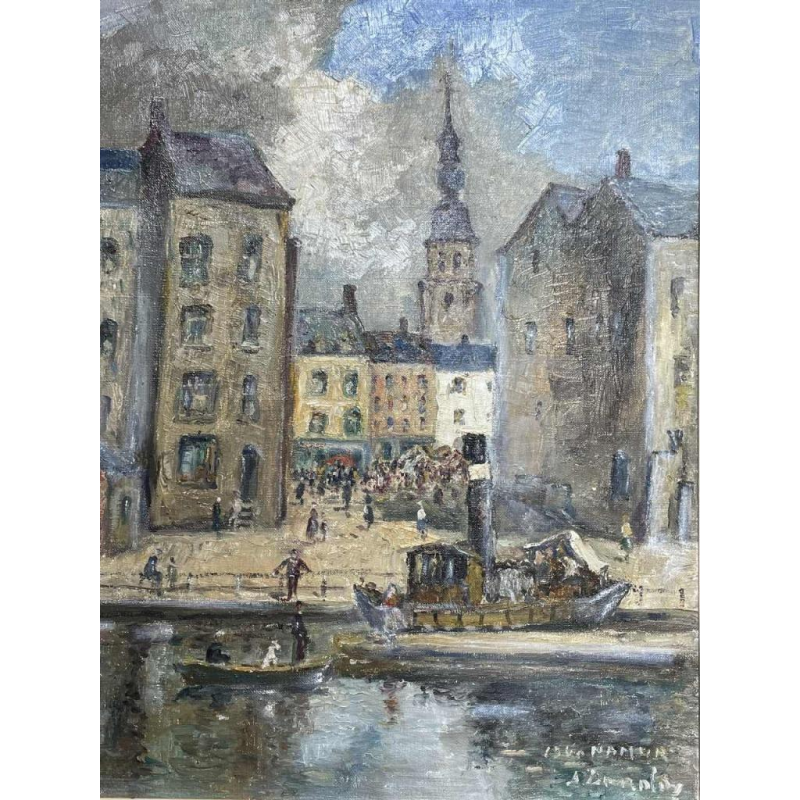 Albert DANDOY (1885-1977): « Namur Quai de l'Ecluse » Place Maurice Servais 1940