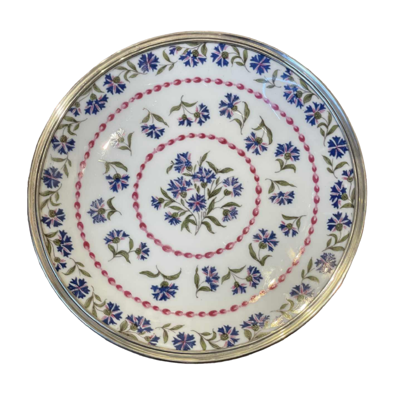 6 assiettes porcelaine de Limoges Raynaud + argent massif poinçon Têtard Frères