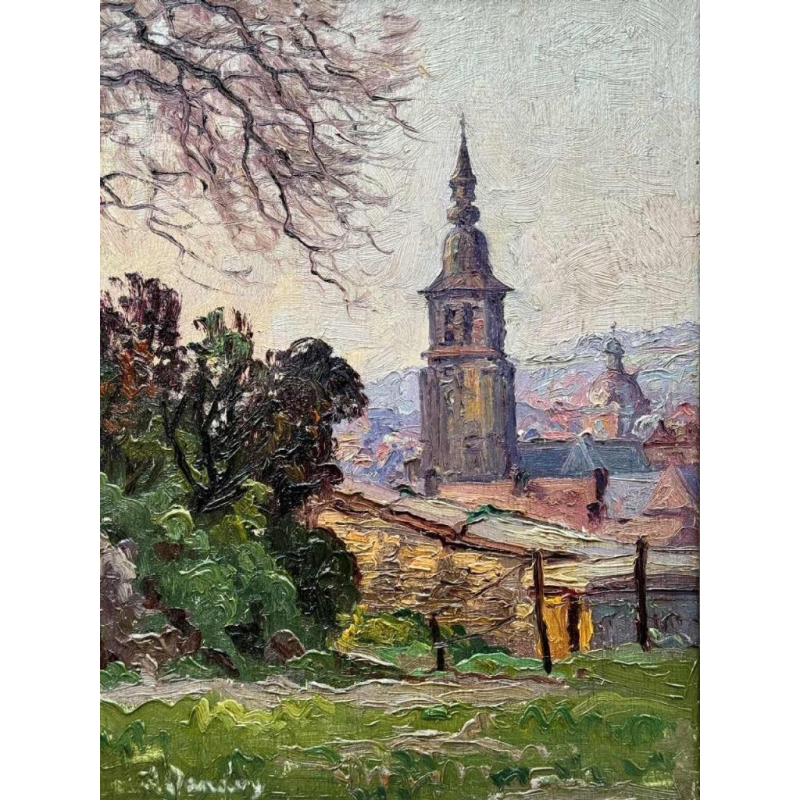 Albert DANDOY (1885-1977): Namur panorama steeples of Saint-Jean - Cathedral