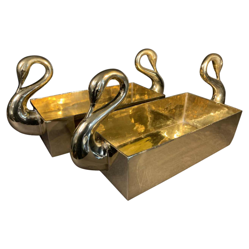 Paire de Jardinières " Oiseaux " en bronze, Style Hollywood Regency, 1960s