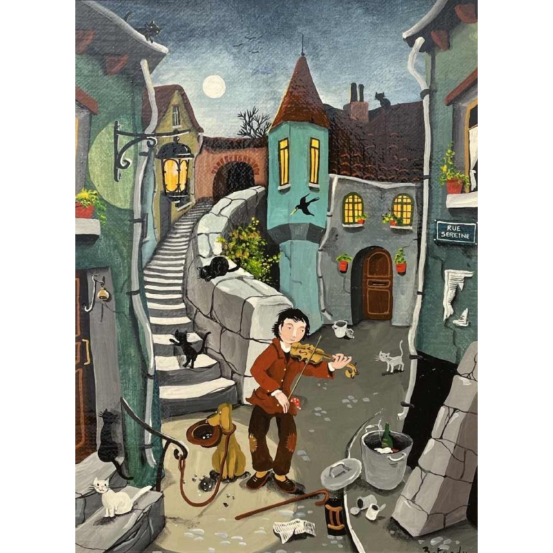 Marie-Louise BATARDY (1943-) « le violoniste mendiant et son chien »