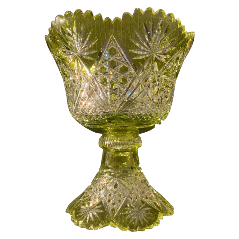 Grande coupe en 2 éléments en cristal taillé du Val Saint-Lambert