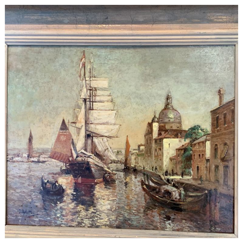 ARLOTTI huile sur panneau: Vue de VENISE