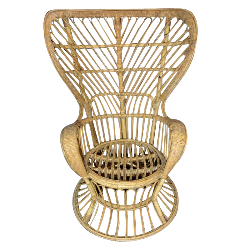 GIO PONTI & LIO CARMINATI Fauteuil en rotin ' Paquebot Conte Biancamano ' 1950s