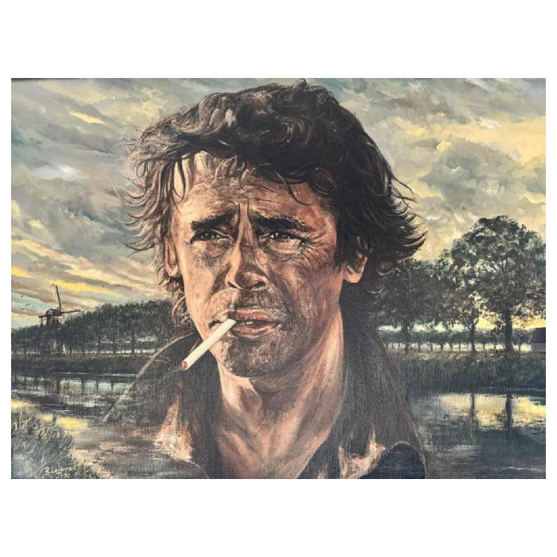 Raymond LEFEVRE (1945-): «Brel et le plat pays» peinture huile sur toile