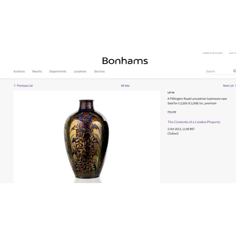 Vase Art Nouveau en céramique irisé Royal Lancastrian Pilkington, Gordon M. Forsyth, circa 1905