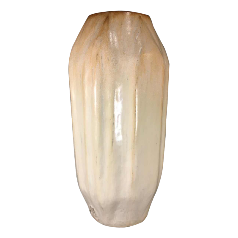 HENRI JAVAUX, Modernist Art Deco Ovoid Stoneware Vase, Andenne, circa 1935
