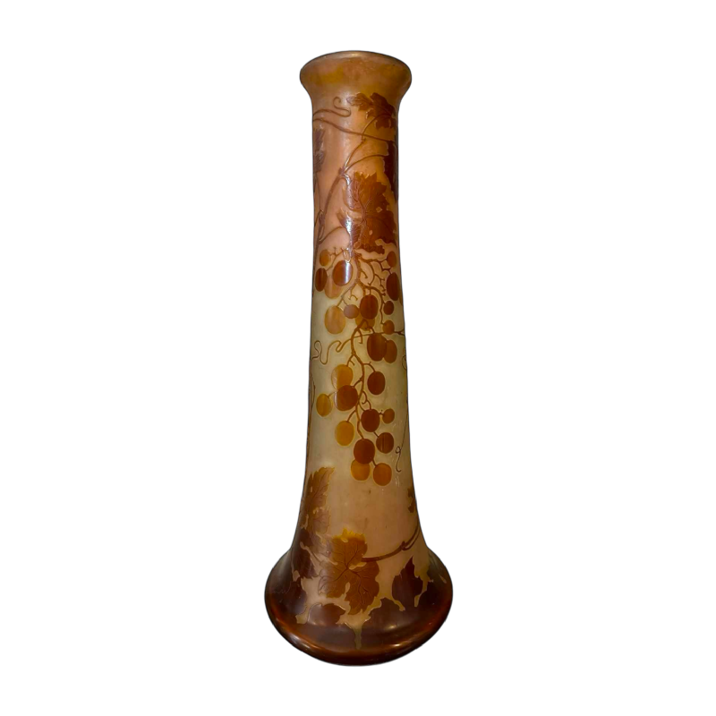 Manufacture Émile Gallé, grand vase en verre multicouche, époque 1904 -1908
