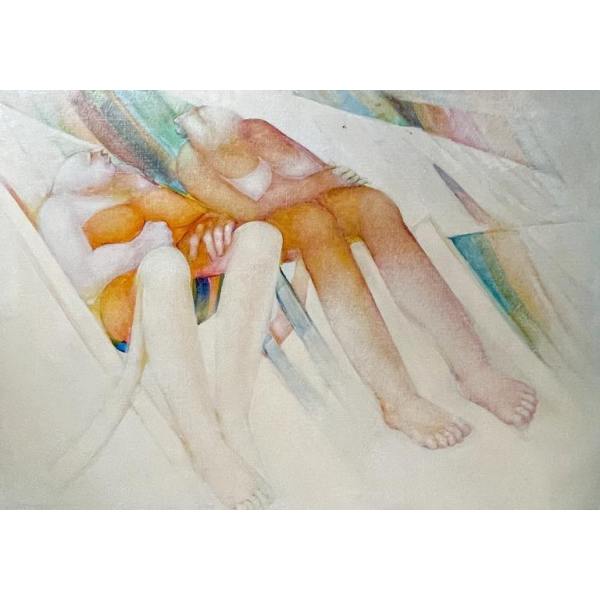 SIMONE TOUSSAINT " instantané du bord de mer " 70x100cm, ca 1980