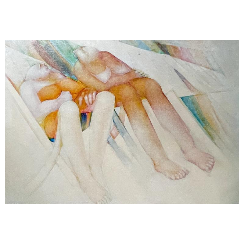 SIMONE TOUSSAINT " instantané du bord de mer " 70x100cm, ca 1980