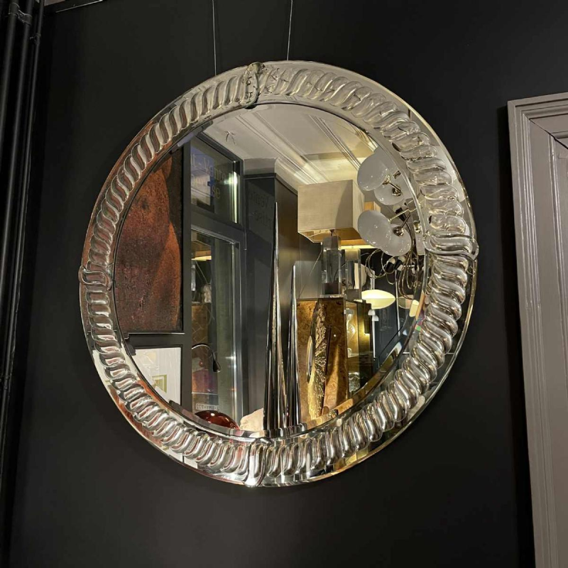 OLIVIER DE SCHRIJVER, large round mirror (90cm) antique mercury style