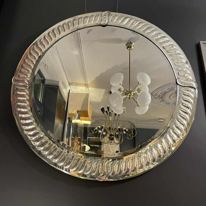 OLIVIER DE SCHRIJVER, grand miroir rond (90cm) façon mercure ancien
