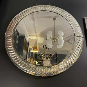 OLIVIER DE SCHRIJVER, large round mirror (90cm) antique mercury style