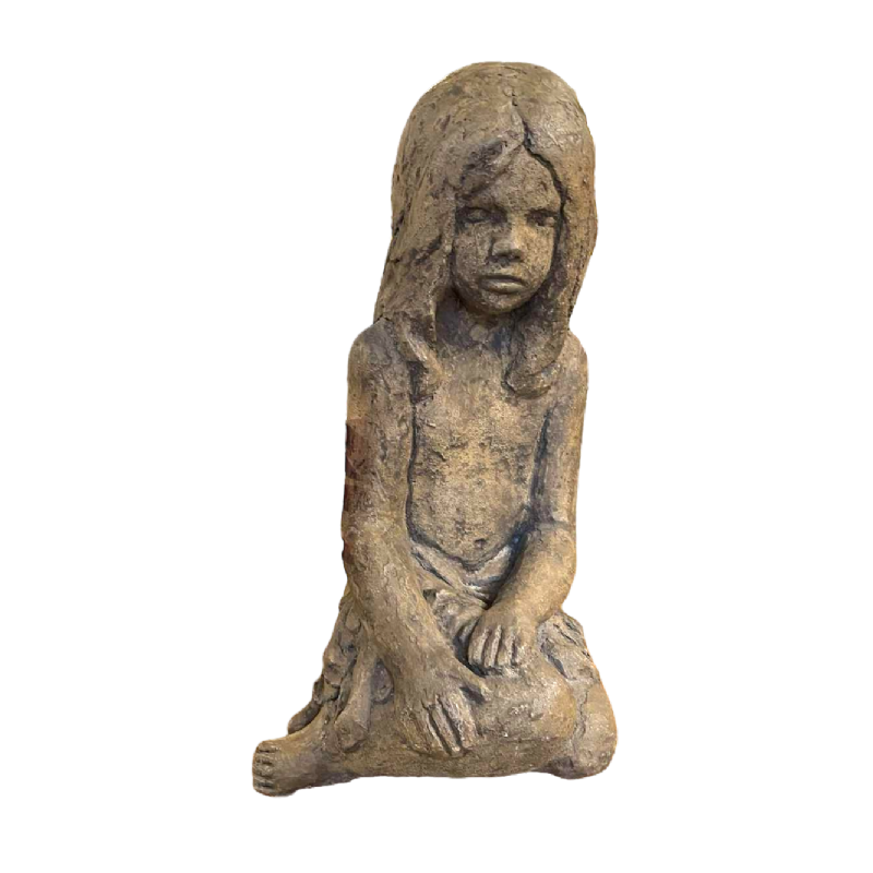 Beeldhouwwerk 'Meisje' in steengoed, uniek stuk, keramiek in de stijl van Elie Van Damme voor Amphora, ca 1970