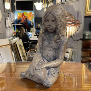 Girl' sculpture in stoneware, unique piece, ceramic in the Elie Van Damme style for Amphora, ca 1970