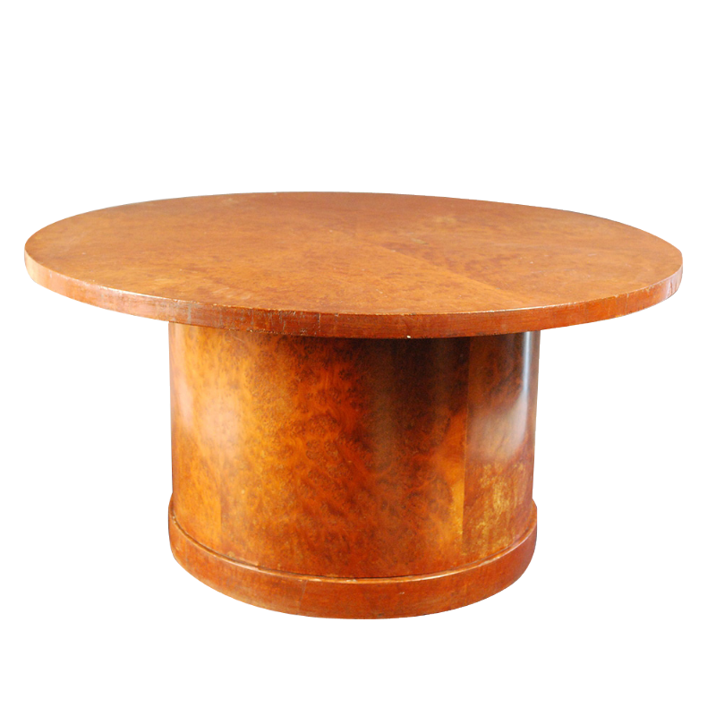 Guéridon "Cylindre" Art Déco en loupe de noyer - circa 1930