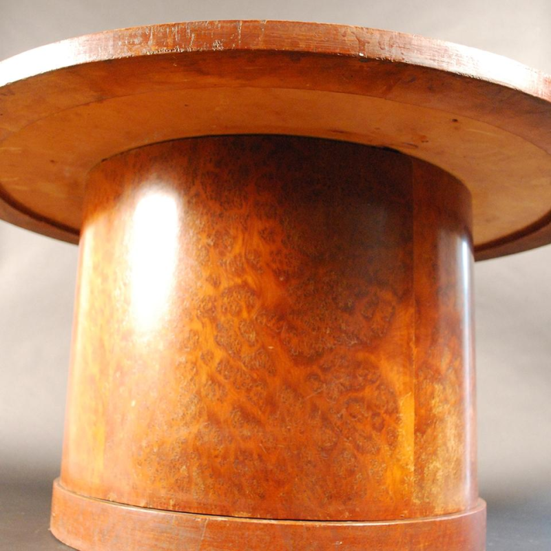 Guéridon "Cylindre" Art Déco en loupe de noyer - circa 1930