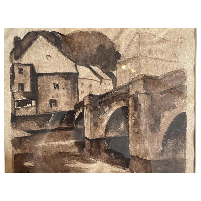 Albert RATY (1889-1970): « Le pont sur la Semois à Bouillon »