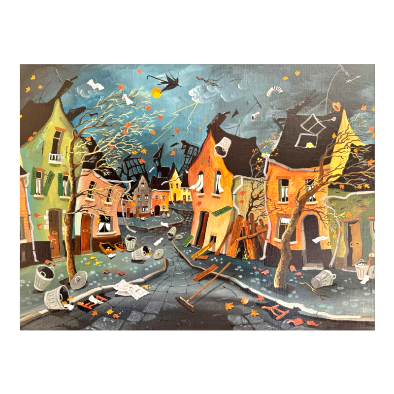 Marie-Louise BATARDY (1943-): « Tempête » peinture huile sur toile