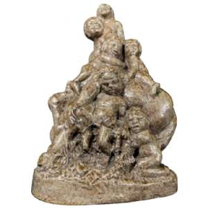 BEESEL TERRACO DRAAK Sint Joris, Stoneware Sculpture, Centaur and Putti 1940s