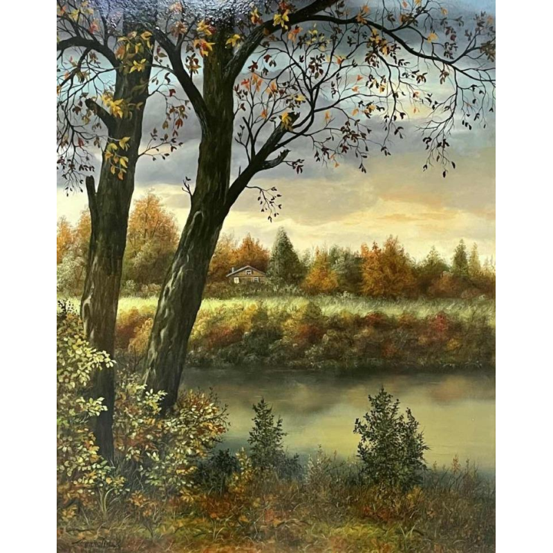 Roger HANOTIAU (1927-2018) : paysage dArdenne hsp 50x40 cm