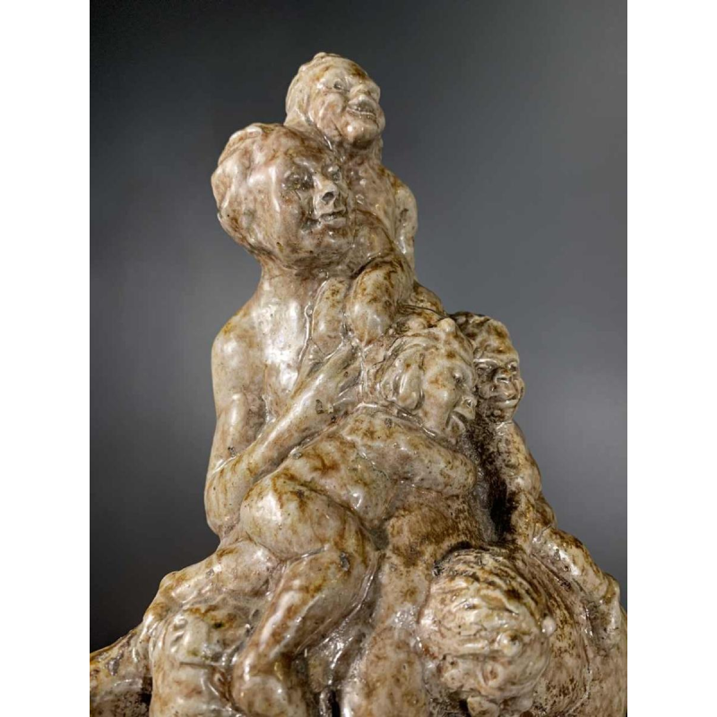 BEESEL TERRACO DRAAK Sint Joris, Stoneware Sculpture, Centaur and Putti 1940s