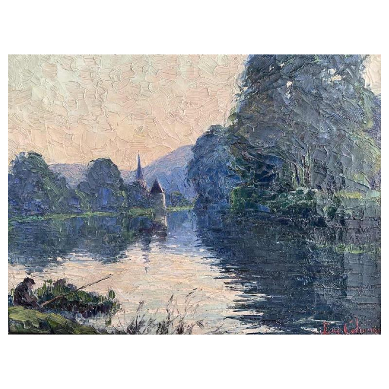 Eugène COLIGNON (1876-1961): « Pêcheur sur la Meuse à Godinne »