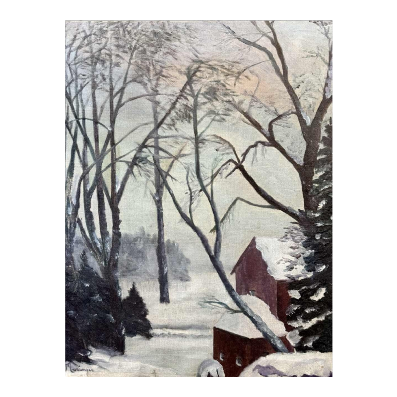 Lucien MARINGER (1903-1981): « Neige » peinture huile sur toile