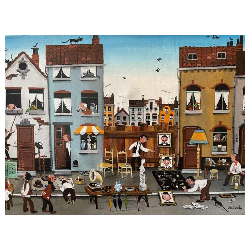 Marie-Louise BATARDY ( 1943-): «  Rue du Brol » 30x70 cm !!!