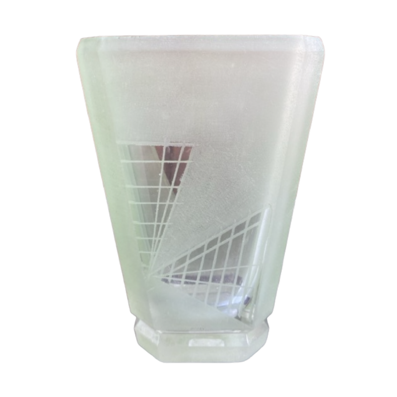 Small 1930s Art Deco crystal vase signed Anatole Riecke