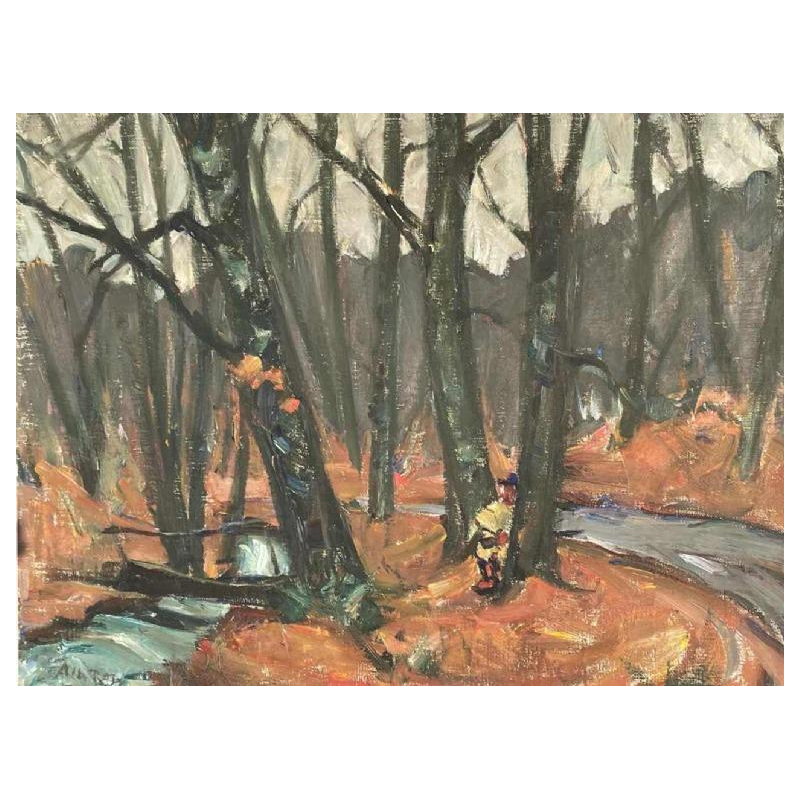 Albert RATY ( 1889-1970): « Chasseur à la Cornette (Bouillon) » huile sur toile