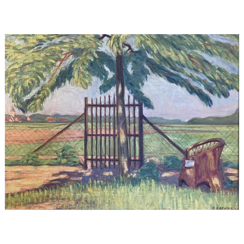 Robert AERENS (1883-1969) : « Ma cour avec vue sur Lathem-Saint-Martin »