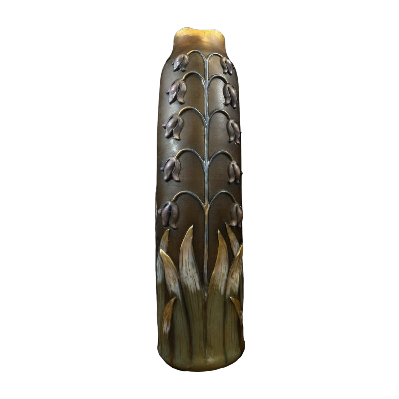 Sarreguemines, grand vase en céramique Art Nouveau signé, ca 1900