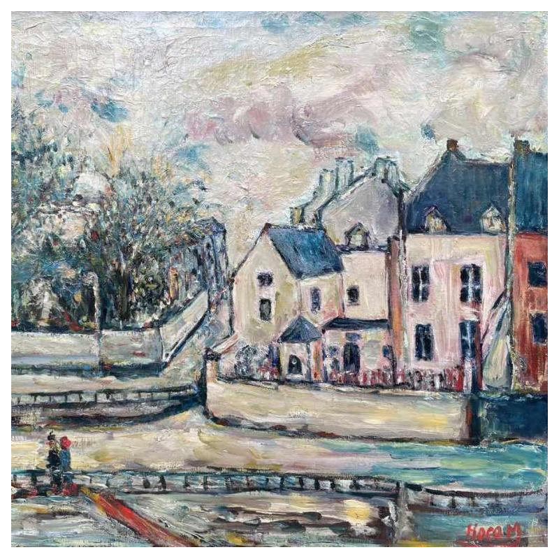 Marcel Hocq (1933-2021):Namur, la maison rose-quai des Joghiers - Sambre"