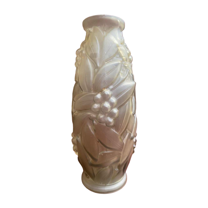 Espaivet, vase en verre pressé moulé Art Déco, ca 1920