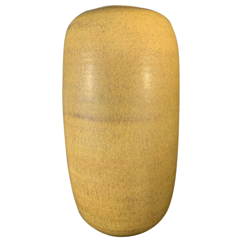 ANTONIO LAMPECCO, Grand Vase Ovoïde OBUS, Brun / Jaune en Céramique, 1970s