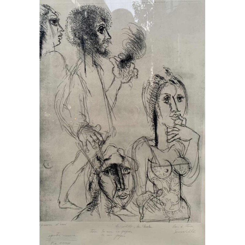 Roger Somville (1923-2014) « Les chevelus » épreuve d'artiste / essai