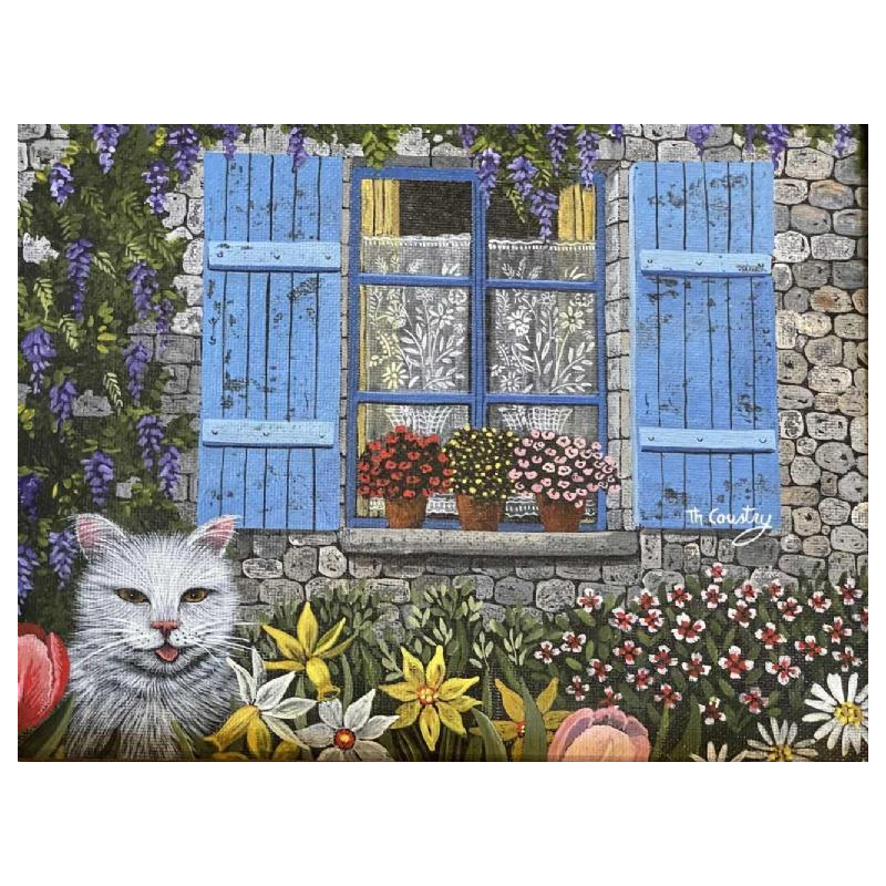 Thérèse COUSTRY (1950-): « Chat à la glycine »