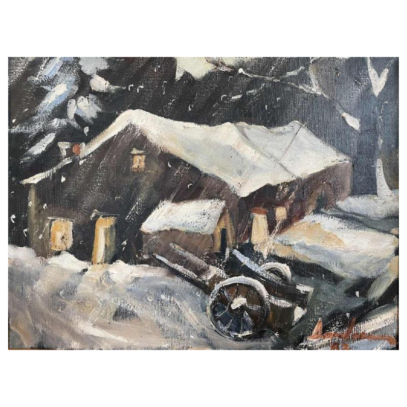 Milo DARDENNE (1938-): « Ferme sous la neige en Ardenne »