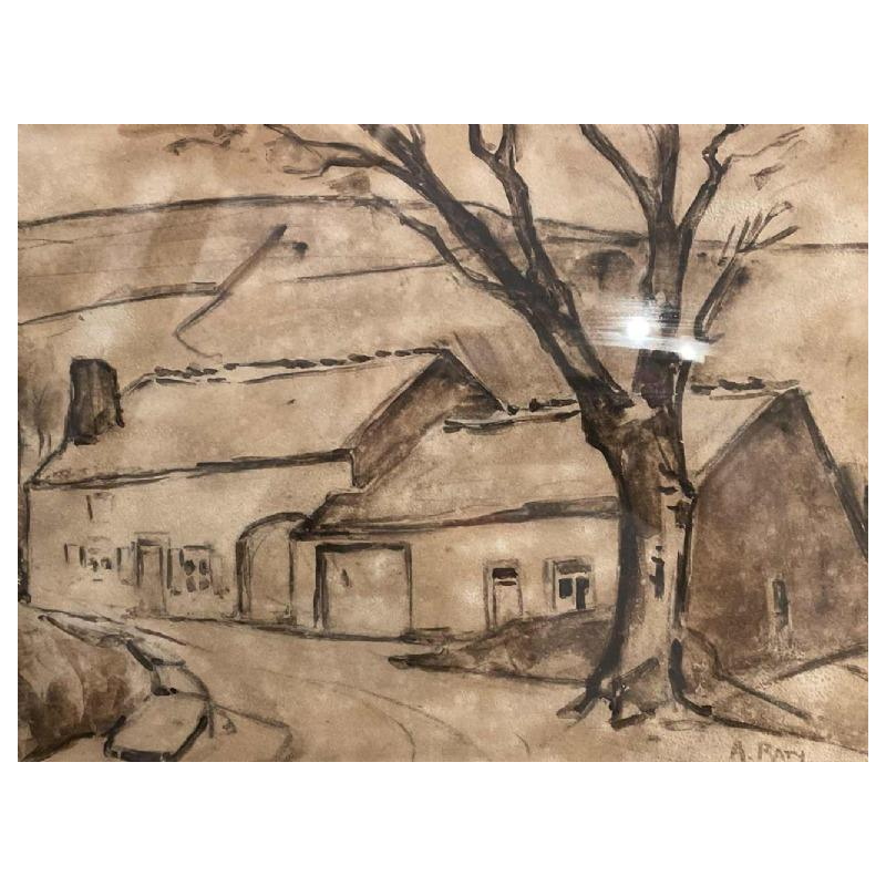 Albert RATY (1889-1970): lavis «maisons ardennaises »